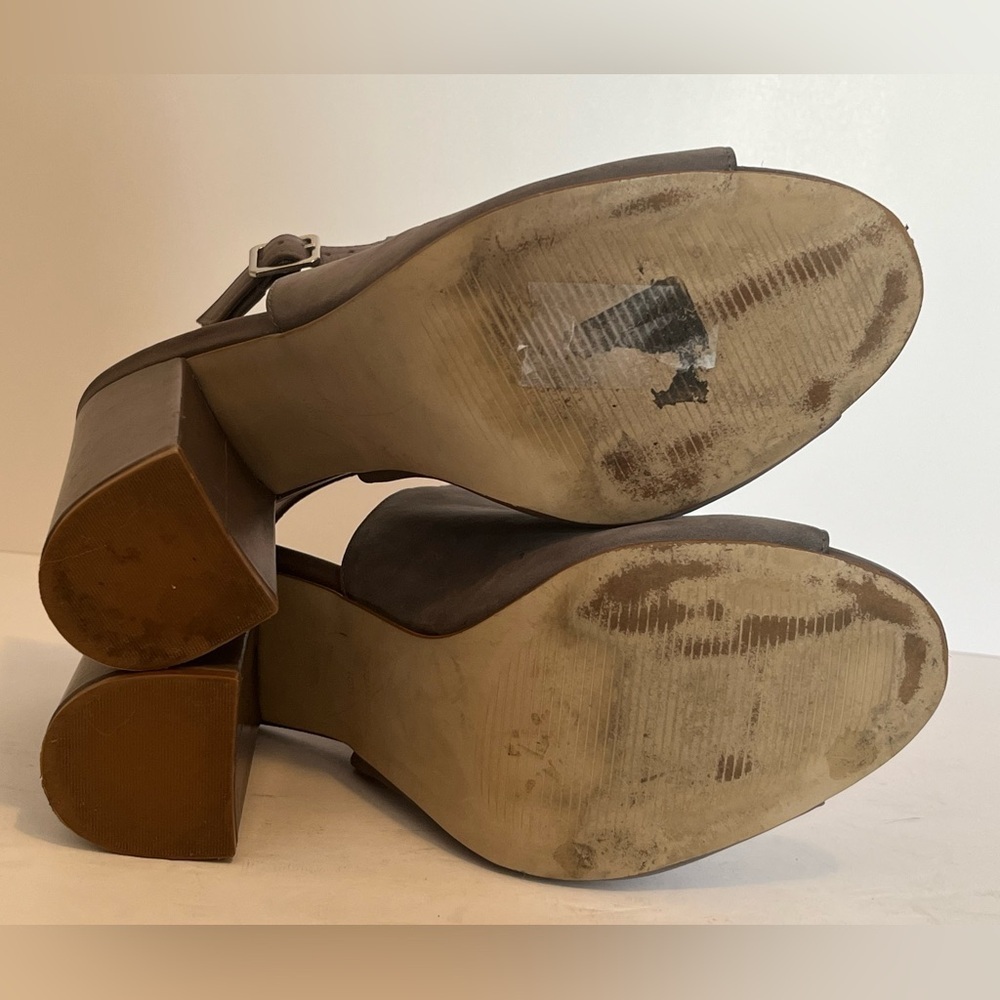 Steve Madden Gray Peep-Toe Block Heel Sandals - Picture 12 of 15